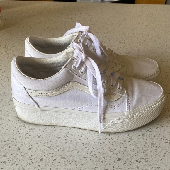 Vans Shoes - Women's White Platform Vans